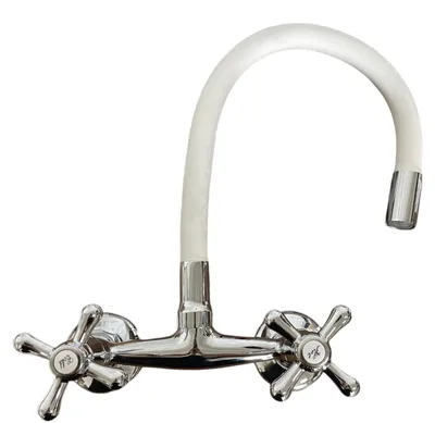 Produktbild von Wandarmatur mit flexiblem Auslauf Messing verchromt