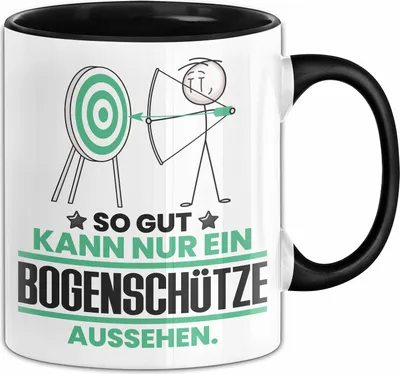 Produktbild von Bogenschütze Geschenk Tasse So Gut Kann Nur Ein Bogenschütze Aussehen Geschenkidee Kaffee-Becher (Schwarz)