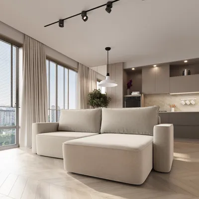 Produktbild von Masseno Ecksofa BELISE mit Schlaffunktion L-Form, Sofa mit Bettkasten, Wohnzimmersofa, Couch, Soffa, Bettsofa, Couchgarnitur- Creme, CASTEL 03