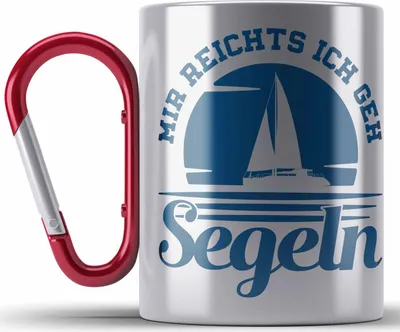 Produktbild von Trendation - Segeln Geschenk Edelstahl Tasse Karabiner Mir Reichts Ich Geh Segeln Geschenkidee für Segler Karabiner Edelstahl Tasse Karabiner Edelstahl Besonders Segelboot (Rot)