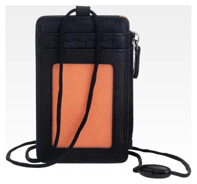 Produktbild von Lanyard aus schwarzem Echtleder mit RFID-Schutz