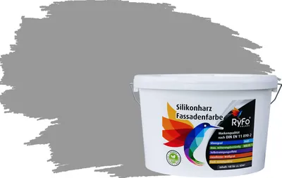 Produktbild von RyFo Colors Silikonharz Fassadenfarbe Lotuseffekt Trend Elefantengrau 10l  - bunte Fassadenfarbe, weitere Grau Farbtöne und Größen erhältlich, Deckkraft Klasse 1