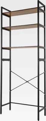 Produktbild von Waschmaschinenregal Toilettenregal Badezimmerregal Bad WC Stand Regal, über Waschmaschine, Waschmaschinenschrank Überbauschrank, Toilettenschrank, 3 Ablagen, Metall Eiche, Schwarz