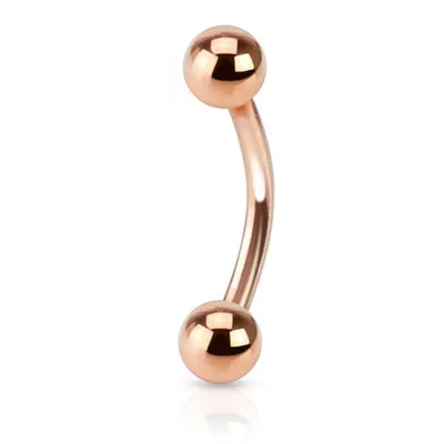 Produktbild von viva-adorno 1,2 x 10 x 3mm Piercing Banane Augenbrauenpiercing mit Kugeln Edelstahl rosegold in verschiedenen Größen Z419