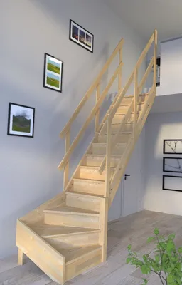 Zdjęcie produktu dla Drewniane schody Corfu ¼ spiralne prawe - drewniane balustrady - obie strony - z podstopnicami