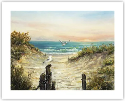 Produktbild von Poster - Poster ohne Rahmen - Impressionismus Möwen Küste - 50x40 cm - Wand Bild - Wanddeko - Wandbilder - Kunstposter - Wandposter - Bilder - Kunstdruck - Wanddekoration - Wandbild - P2XAA50x40-4602