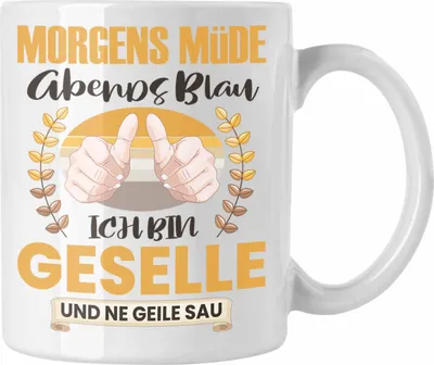 Produktbild von Trendation - Gesellenprüfung Bestanden Tasse Geschenk Geselle 2023 Bestandene Prüfungen Geschenkidee Handwerk Ich Bin Geselle (Weiß)