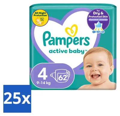 Produktbild von 25 x Pampers Active Baby Windeln Größe 4 (9-14 kg) - Vorteilspackung - 25 Stücke