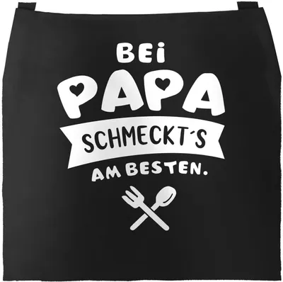 Produktbild von Kochschürze bei Papa schmeckts am besten Grill-Schürze Spruch Schürze Küchenschürze Baumwolle Moonworks® schwarz unisize