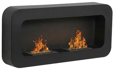 Immagine prodotto di Flavia - Camino a Bioetanolo da Parete 100x46x16 cm con 2 Bruciatori 3 Litri Nero