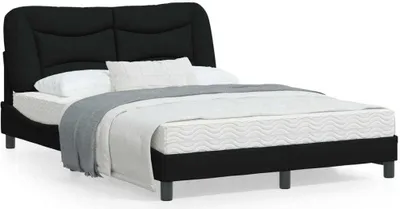 Produktbild von Design Bettgestell mit Kopfteil Schwarz 140x190 cm Stoff, Klassische Betten 2024 Neu