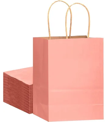 Productafbeelding van Geschenktassen met handgrepen, afmetingen 21x15x8 cm, lichtroze, 32 stuks, gemaakt van kraftpapier