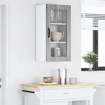 Image de Armoire murale en verre vidaXL LUCCA, gris Sonoma, 40 x 31 x 80 cm