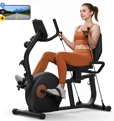 Produktbild von Liege-Ergometer, Heimtrainer Fahrrad für Zuhause, 8 Widerstandsstufen, mit Bluetooth, APP, LCD-Display, Beintrainer bis 158kg, Tablet-Halter, leise