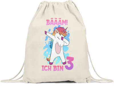 Produktbild von Bäääm Ich Bin 3 Turnbeutel Gymsack Einhorn 3. Geburtstag Geburtstagsgeschenk Einhorn-Fans Dabbing