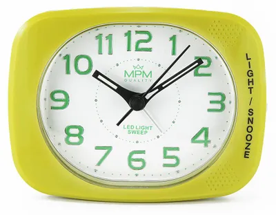 Produktbild von MPM-Quality Wecker eckig 104 mm Kunststoff leises Sweep-Uhrwerk