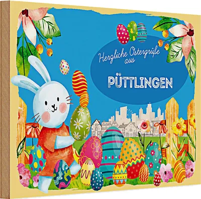 Produktbild von Holzschild Ostern Ostergrüße 30x20cm PÜTTLINGEN