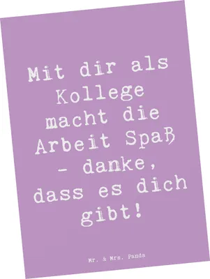 Produktbild von Mr. & Mrs. Panda Postkarte Spruch Kollege Freude - Lavendeltraum - Geschenk, Postkarten, Aufmerksamkeit, Freundschaft, personalisiertes, Grußkarte, Spaß, handgefertigt
