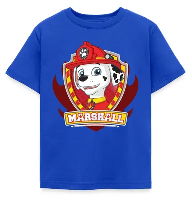 Produktbild von Spreadshirt Paw Patrol Marshall Feuerwehrhund Feuerwehr Kinder T-Shirt, 98/104 (3-4 Jahre), Royalblau