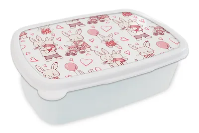 Obrázok produktu pre MuchoWow® Obedník Brotzeit Box na obed 11x17x6cm Králiky - Láska - Vzory Detský obedový box