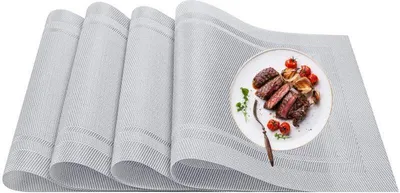 Produktbild von Tischset, Platzsets Abwaschbar rutschfest Hitzebeständig, colour, silver, form, Rechteck, quantity, 4 Stück