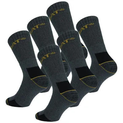 Produktbild von 6 Paar CAT Caterpillar Socken / Arbeitssocken Verstärkte Spitze Ferse Baumwolle Grau43-46