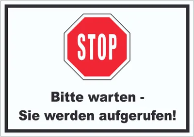 Produktbild von Stop Bitte warten Sie werden aufgerufen Aufkleber A9 (37x52mm)