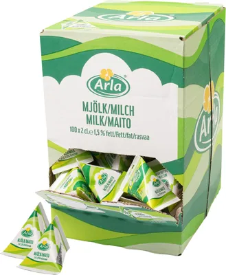 Zdjęcie produktu dla Arla porcjowane saszetki z 20 g markowego mleka o niskiej zawartości tłuszczu 100 szt