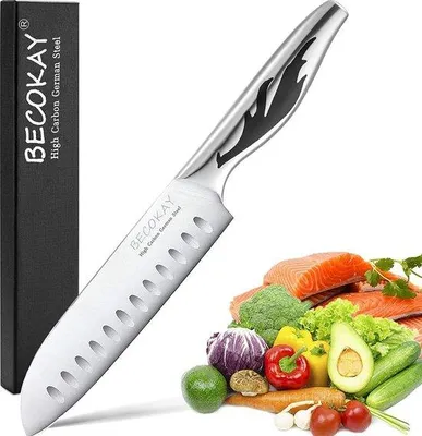 Produktbild von Famanu Kochmesser mit ergonomischem Griff - Santoku-Messer