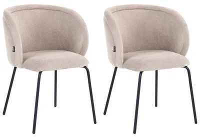 Obrázek produktu pro BELIANI Sada 2 jídelních židlí čalouněná taupe bez područek kovová základna retro design
