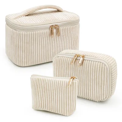 Produktbild von 3er Set Kosmetiktasche Kulturtasche Damen, Kulturbeutel Make Up Tasche, Tragbare Schminktasche Makeup Bag Waschtasche Groß Frauen Mädchen