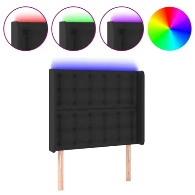 Image de vidaXL Tête de lit LED noire 93x16x118/128 cm similicuir