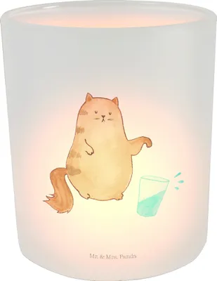 Produktbild von Mr. & Mrs. Panda Glas Windlicht Katze Wasserglas - Transparent - Geschenk, aus, Wasser, Kerzenhalter, Cats, Teelichthalter, Cat, glaswindlicht