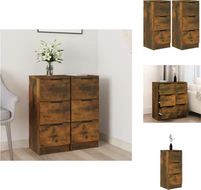 Produktbild von vidaXL Sideboards 2 Stk. Räuchereiche 30x30x70 cm Holzwerkstoff -  Sideboards