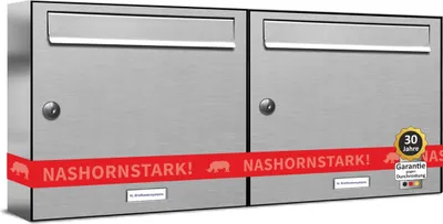Produktbild von 2er Edelstahl Briefkasten Anlage 2 Fach Wandbriefkasten Postkasten