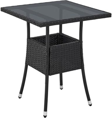 Juskys Polyrattan Gartentisch Yoro eckig - wetterfest 60x60 cm Outdoor Tisch - Schwarz