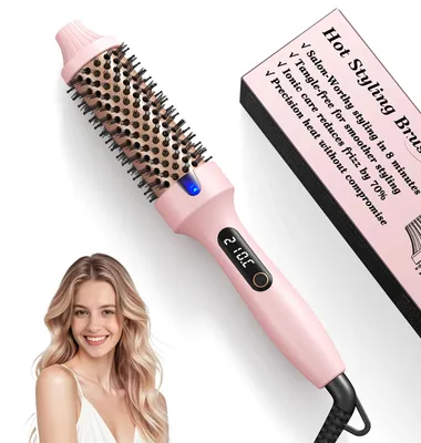 Produktbild von Blowout Thermal Brush - Elektrische Warmluft-Rundbürste 3,8 cm - Turmalin Keramik - Ionen-Technologie - 100–220 °C - Dualspannung 100–240 V - EU-Stecker - Rosa