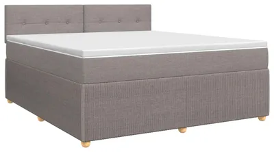 Image de vidaXL Lit Boxspring avec matelas Taupe 160 x 200 cm Tissu