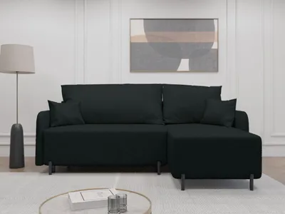 Produktbild von FurniDe24 Ecksofa L-Form Malmo - Ecksofa mit Schlaffunktion, Bettkasten - Moderne Ecksofa, Wohnzimmer Sofa - Eckcouch Schwarz (Gerra 75)