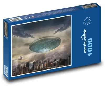 Zdjęcie produktu dla Puzzle 1000 Statek kosmitów nad miastem - martinpuzzle