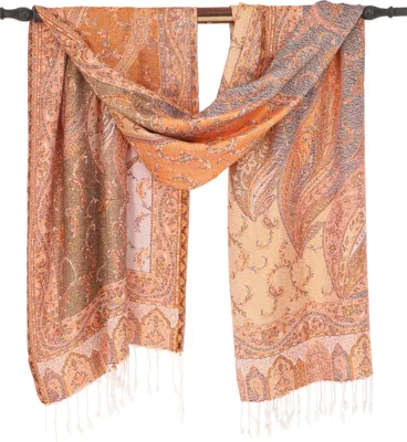 Image de Foulard indien, étole avec motif Paisley, bandoulière - motif 18, unie, multicolore, viscose, 205*70 cm, foulards