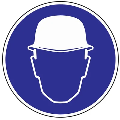Produktbild von Gebotszeichen Kopfschutz benutzen D.200mm Kunststoffschild blau/weiß