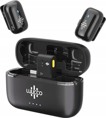 Zdjęcie produktu dla 2x Mini Bezprzewodowy Mikrofon Krawatowy 100m do Telefonu USB TYPE-C USB-C / MiniPods K2 / Czarny