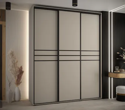 Obrázek produktu pro Šatní skříň INDIRA 10 - 190/45 cm, kašmír / černá