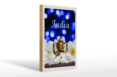 Produktbild von Holzschild Reise 20x30cm Indien Skulptur Elefant Ganesha