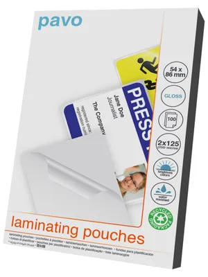 Productafbeelding van Pavo laminatiefolie zak, 54 x 86 mm, glanzend, 250 micron