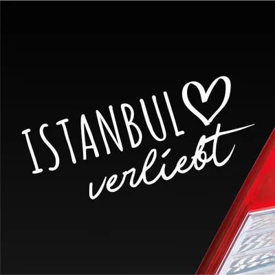 Produktbild von Auto Aufkleber Istanbul verliebt Herz Stadt Heimat Liebe Car 19x8 cm Weiss Glanz Sticker Heckscheibenaufkleber