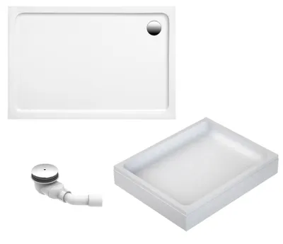 Produktbild von Schulte Duschwanne Adria 120x80 cm, Sanitäracryl Weiß, Set mit Hartschaum-Wannenträger + Ab- und Überlauf, Höhe 14 cm