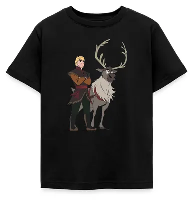 Produktbild von Spreadshirt Frozen Sven Und Olaf Kinder T-Shirt, 122/128 (7-8 Jahre), Schwarz