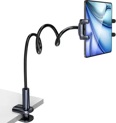 Produktbild von Unyqoos® Verstellbare Tablet-Halterung mit flexiblem Schwanenhals – langer Arm, Aluminiumlegierung, 360° drehbar, Klemme bis 6,9 cm, für 4,7–12,9 Zoll